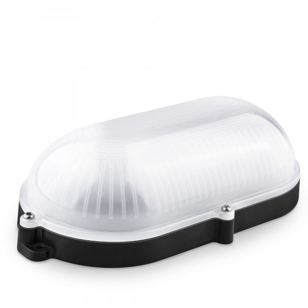 Aplique led oval negro ext.ip65 9w.fria