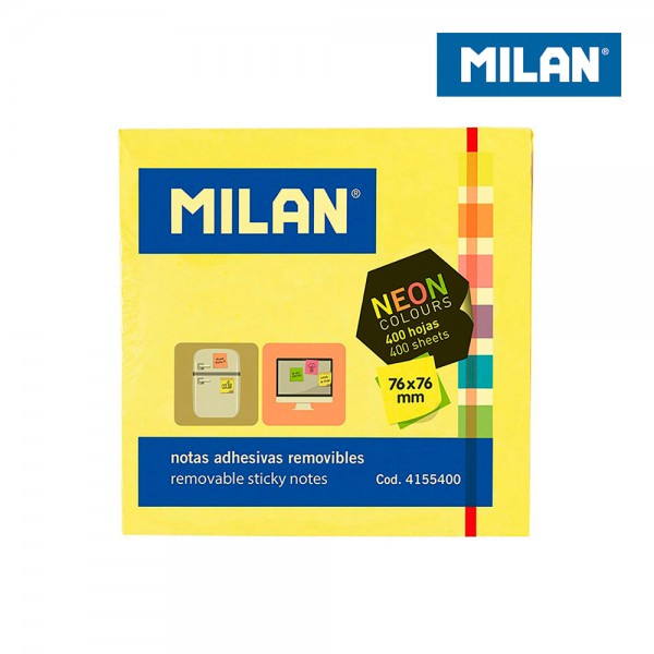 Bloc 400 notas adhesivas nuevos colores fluor 76 x 76 mm (pack 3 unidades)
