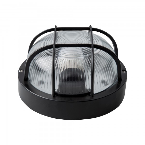 Aplique redondo negro ip54 e27 max40w